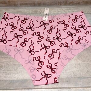 VS Victoria's Secret Cheeky No Show Panties Pink Red Bows Sz Xl NWT